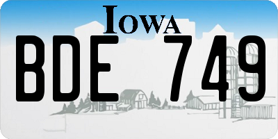 IA license plate BDE749