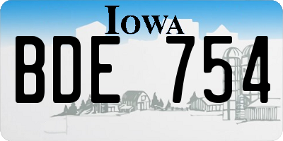 IA license plate BDE754