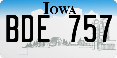 IA license plate BDE757