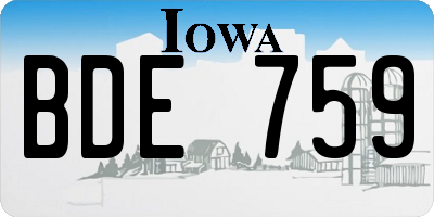 IA license plate BDE759