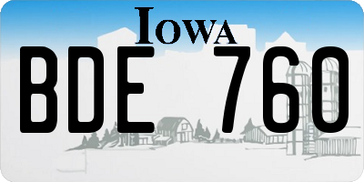 IA license plate BDE760