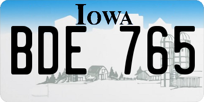 IA license plate BDE765