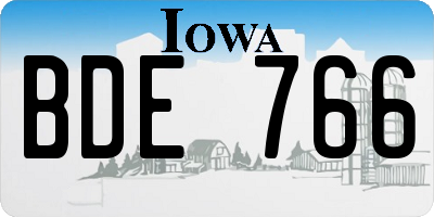 IA license plate BDE766
