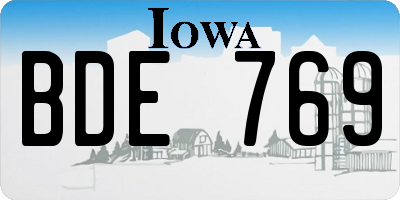 IA license plate BDE769
