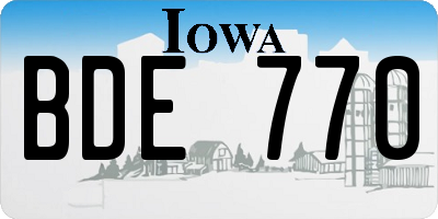 IA license plate BDE770