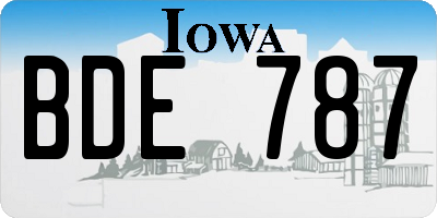 IA license plate BDE787