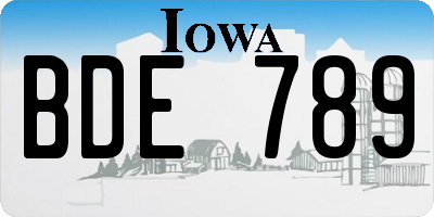 IA license plate BDE789