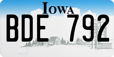 IA license plate BDE792
