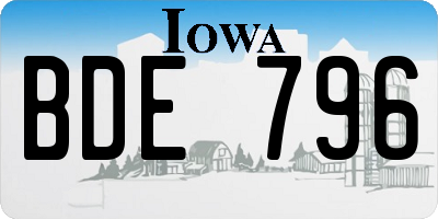 IA license plate BDE796