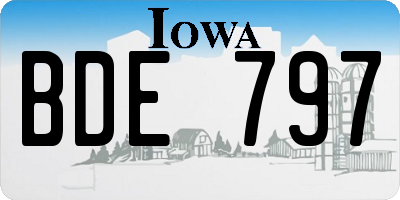 IA license plate BDE797