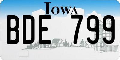 IA license plate BDE799