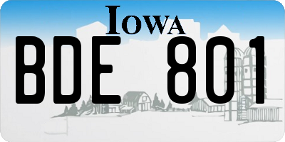 IA license plate BDE801