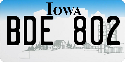 IA license plate BDE802