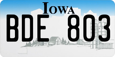 IA license plate BDE803