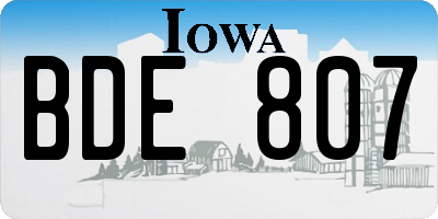 IA license plate BDE807