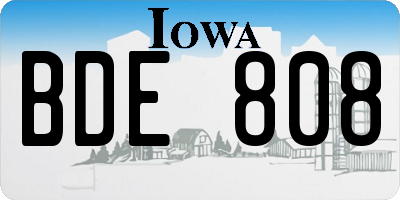 IA license plate BDE808