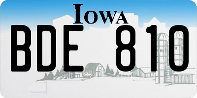 IA license plate BDE810