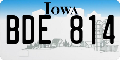 IA license plate BDE814