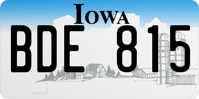 IA license plate BDE815
