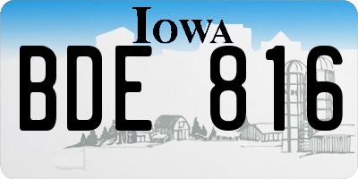 IA license plate BDE816