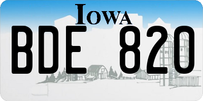 IA license plate BDE820