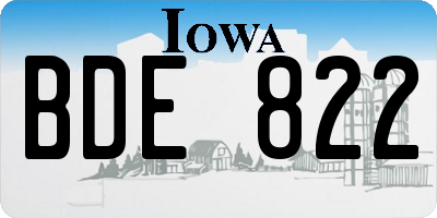 IA license plate BDE822