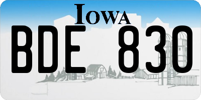 IA license plate BDE830