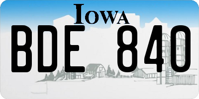 IA license plate BDE840