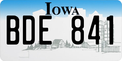 IA license plate BDE841