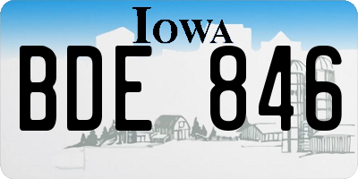 IA license plate BDE846