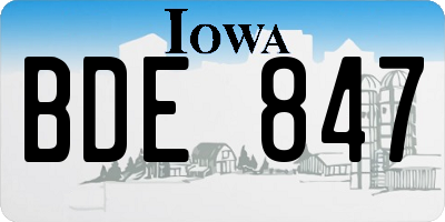 IA license plate BDE847