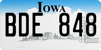 IA license plate BDE848