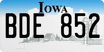 IA license plate BDE852