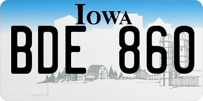 IA license plate BDE860