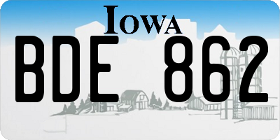 IA license plate BDE862