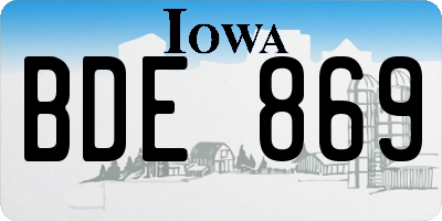 IA license plate BDE869