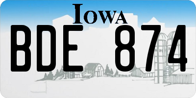 IA license plate BDE874