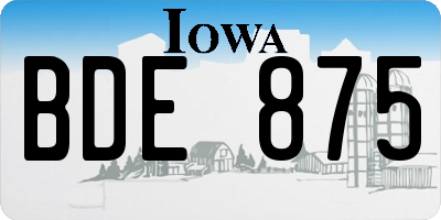 IA license plate BDE875