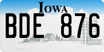 IA license plate BDE876