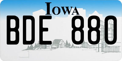 IA license plate BDE880