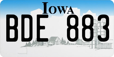 IA license plate BDE883