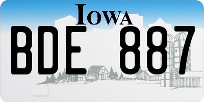 IA license plate BDE887
