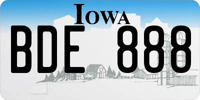 IA license plate BDE888