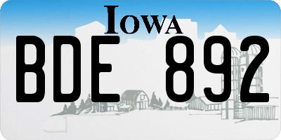 IA license plate BDE892