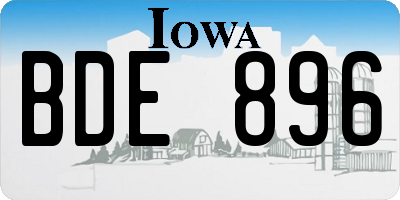 IA license plate BDE896