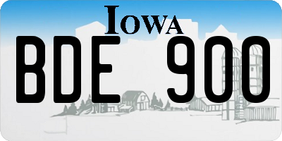 IA license plate BDE900