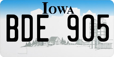 IA license plate BDE905