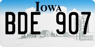 IA license plate BDE907