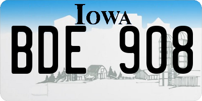 IA license plate BDE908