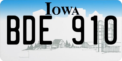IA license plate BDE910